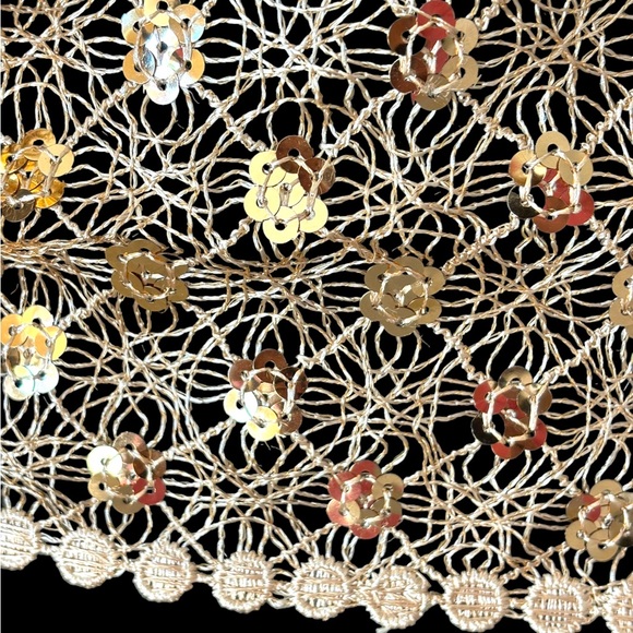 Sequin Open Weave Scarf Evening Shawl Gold Silver - Picture 3 of 15